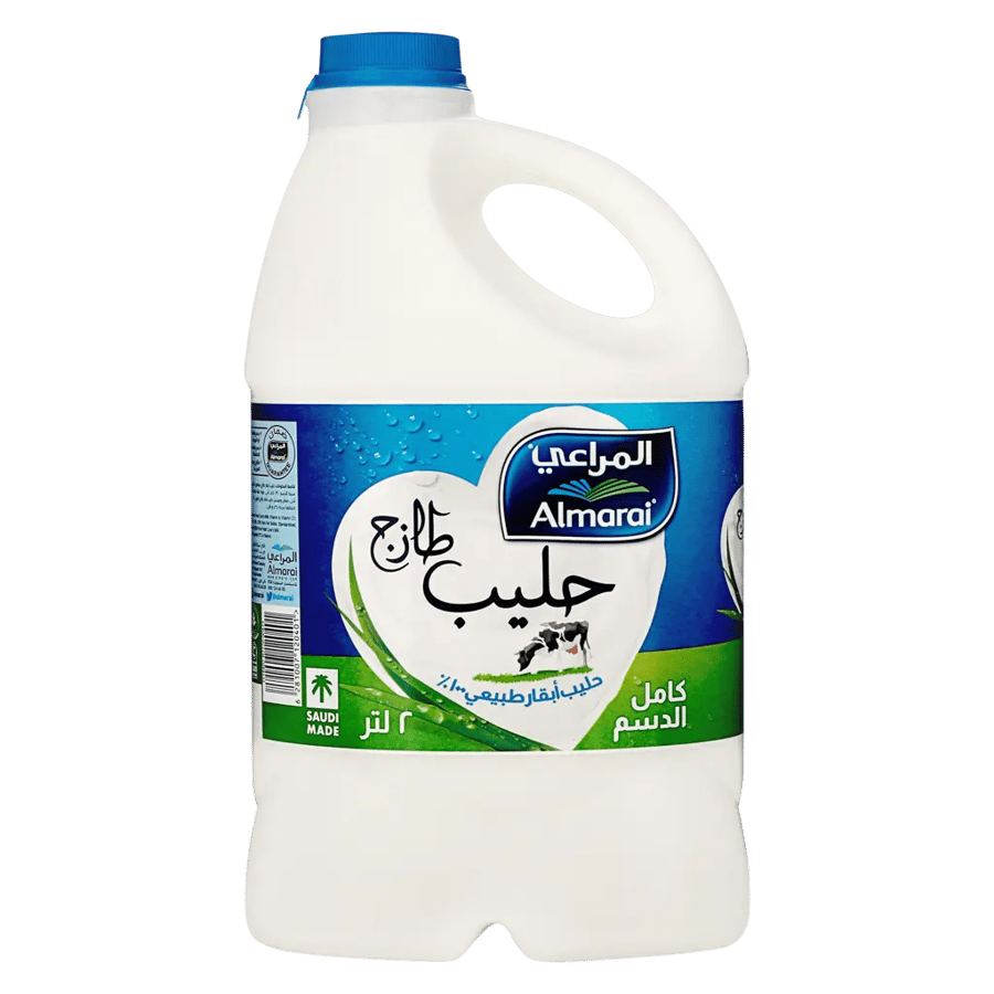 حليب طازج كامل الدسم من المراعي 2 لتر