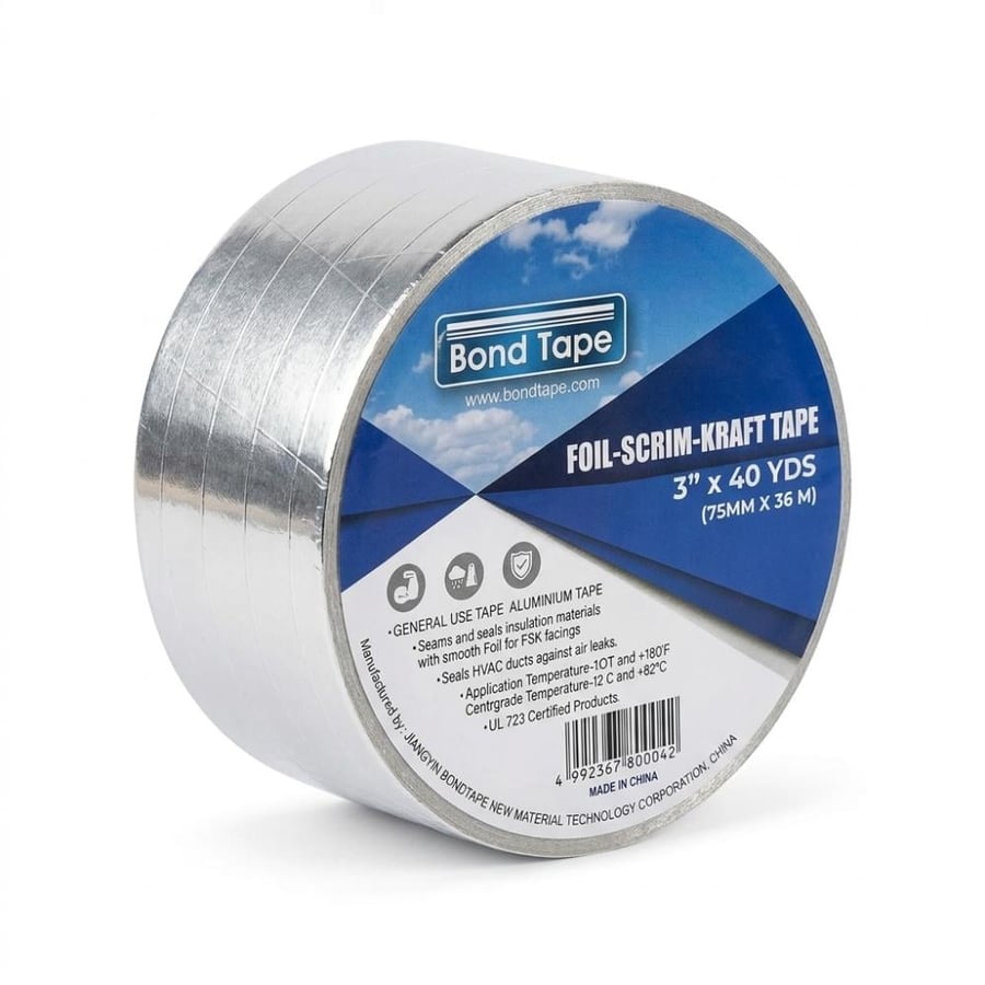 شطرطون دكت المنيوم بوندتاب بخيط BONDTAPE FSK ALUMINUM DUCT TAPE 3" x 40 YARD
