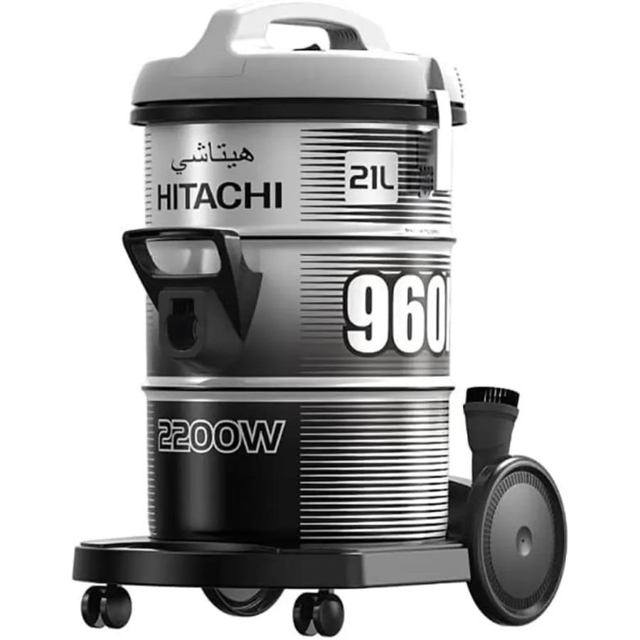 مكنسة هيتاشي برميل 2200 وات 21 لتر فضي موديل CV-960F SS220 PG تايلاندي