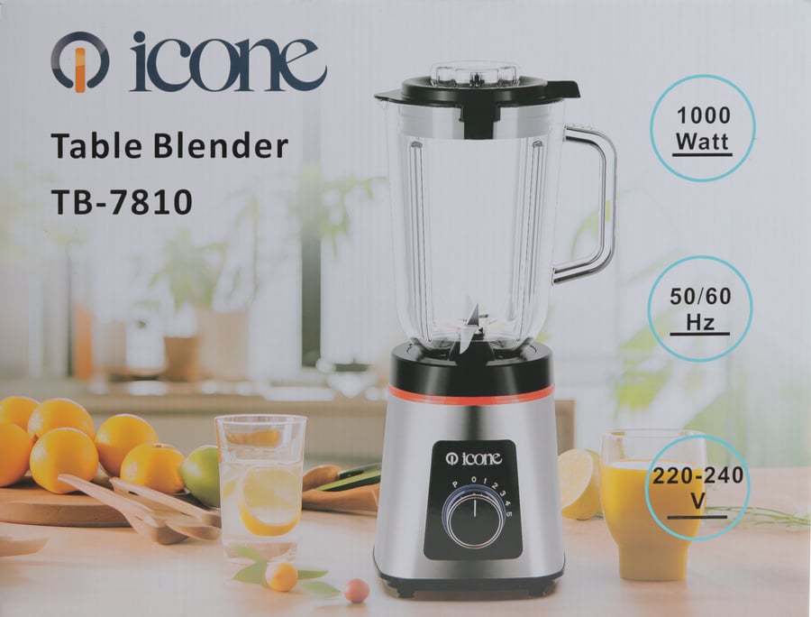خلاط ايكون 1000 وات وعاء زجاج 1.5 لتر موديل TB-7810