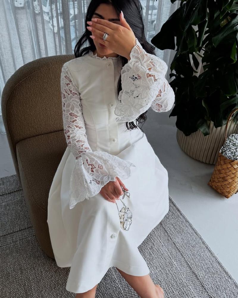 فستان ابيض ميد