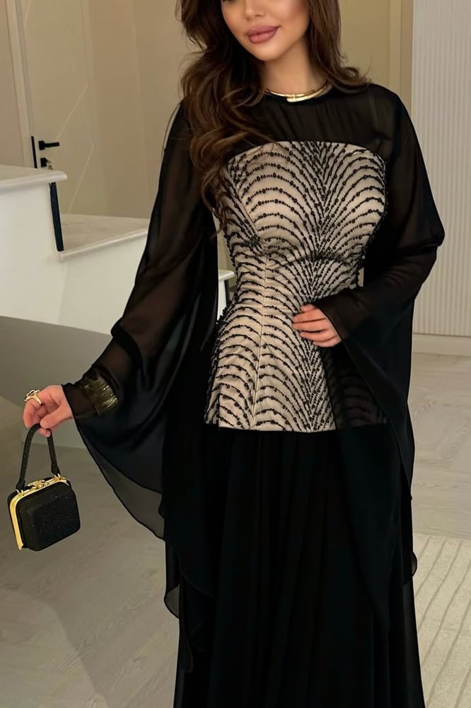 فستان سهرة أسود ملكي