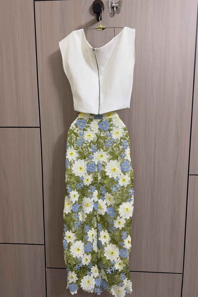 Spring dress of the blue daisy