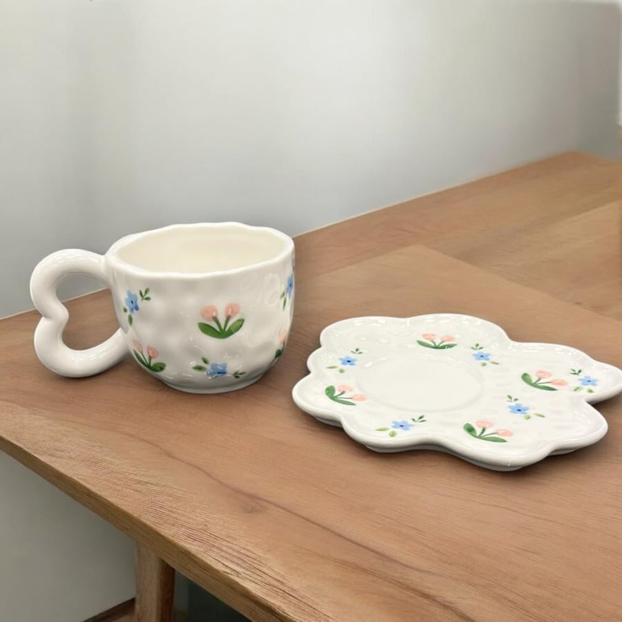 A classic cup with a ceramic plate