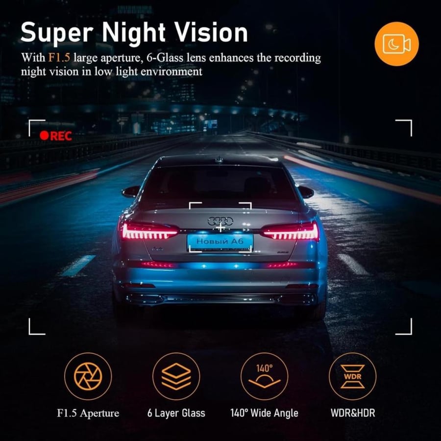 داش كام SafeDrive S12 بدقة 4K مع شاشة لمس IPS وواي فاي ورؤية ليلية