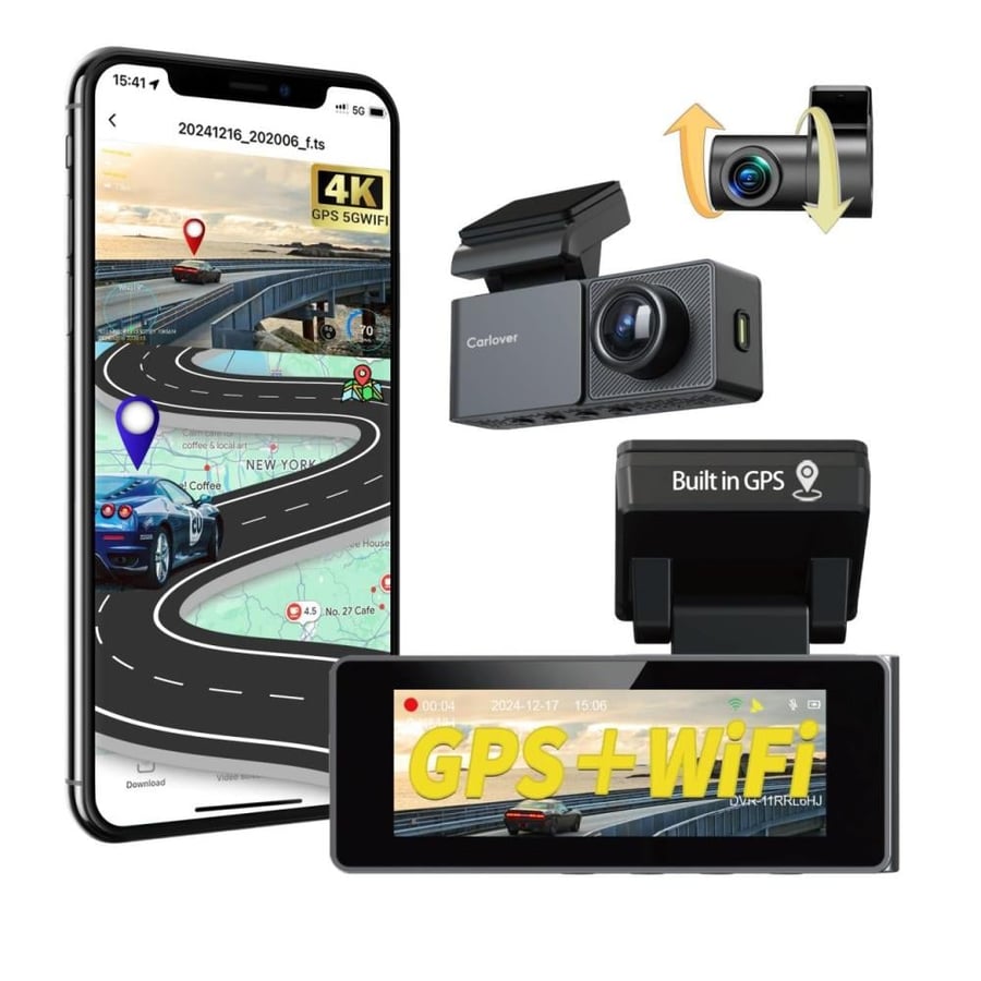 داش كام SafeDrive A3 بعدستين بدقة 4K+2K ونظام GPS وبث واي فاي ورؤية ليلية