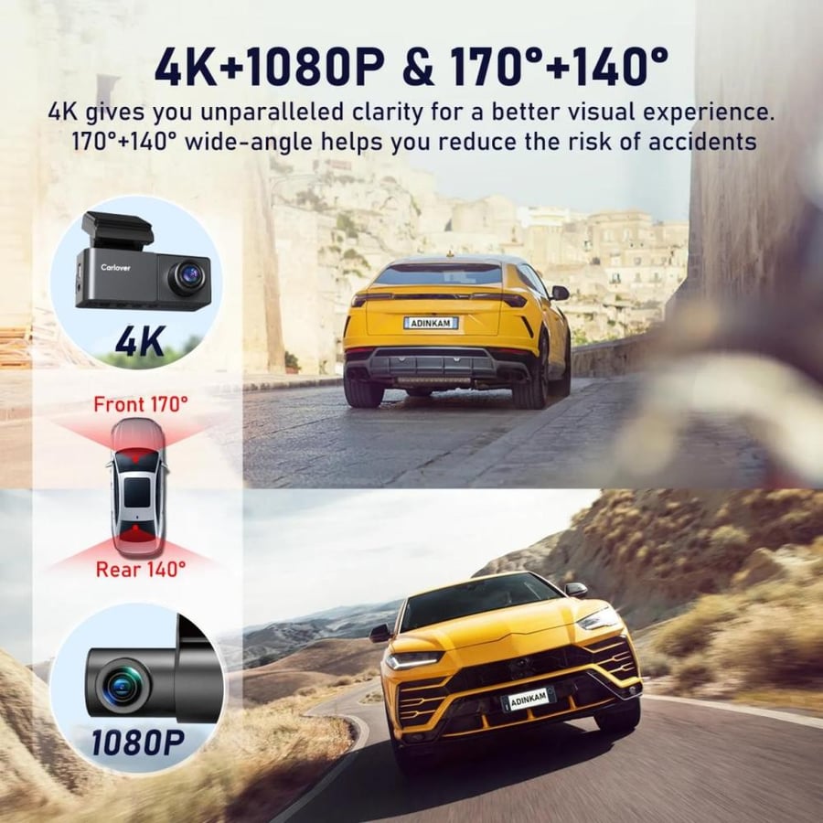 داش كام SafeDrive A3 بعدستين بدقة 4K+2K ونظام GPS وبث واي فاي ورؤية ليلية
