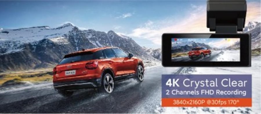 داش كام SafeDrive A3 بعدستين بدقة 4K+2K ونظام GPS وبث واي فاي ورؤية ليلية