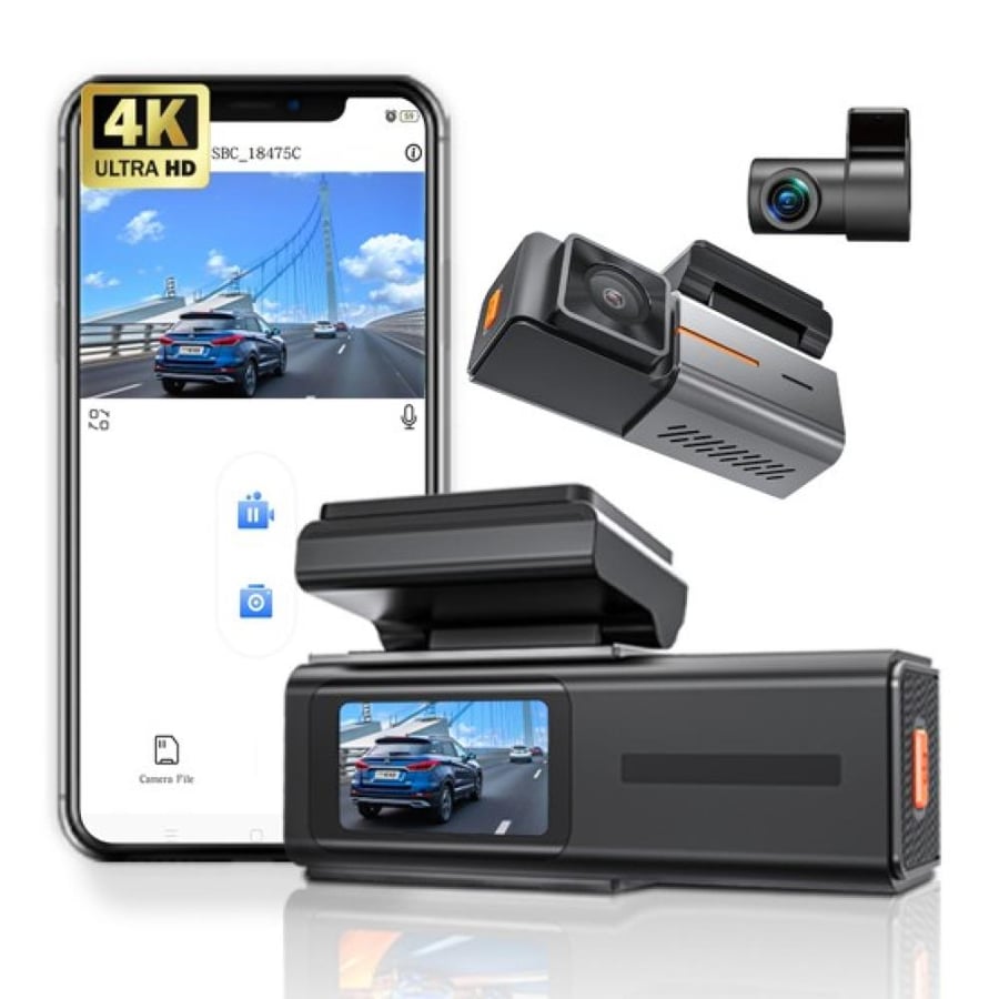 داش كام SafeDrive S2 بعدستين بدقة 4K+1080P مع شاشة IPS وواي فاي ورؤية ليلية Starlight