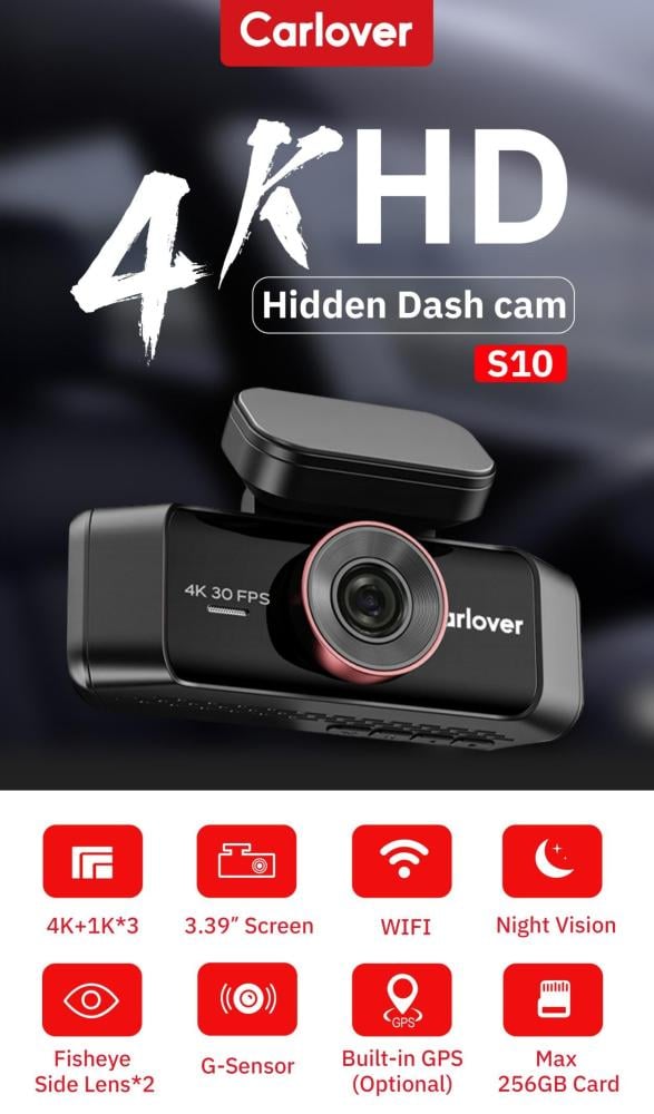 داش كام SafeDrive A10 بـ 4 كاميرات دقة 4K وتغطية 360° وبث واي فاي 5G ورؤية ليلية