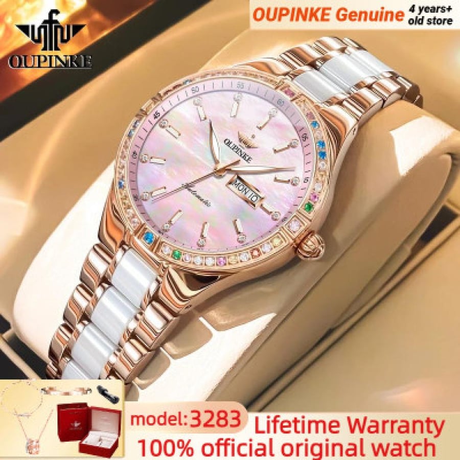 ساعات نسائية OUPINKE مستوردة أوتوماتيكية ساعة