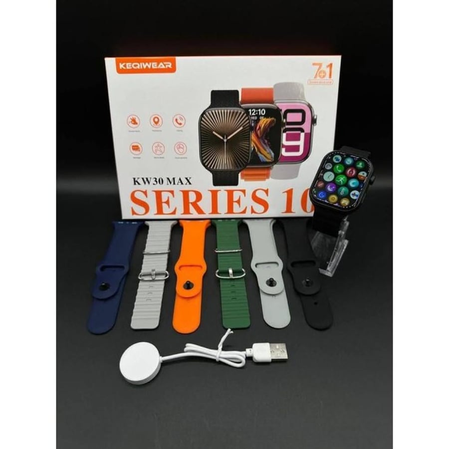 Keqiwear KW30 Max Series 10 Smartwatch 7+1 Straps – Fitness Tracker, Call/Message Alerts, Sports Modes, Waterproof, Long Battery Life