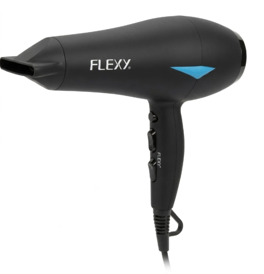 مجفف شعر FLEXY بقوة 1250 واط – خفيف الوزن وصغير الحجم، بسرعتين و3 مستويات للحرارة، مع خاصية الهواء البارد وفلتر قابل للإزالة