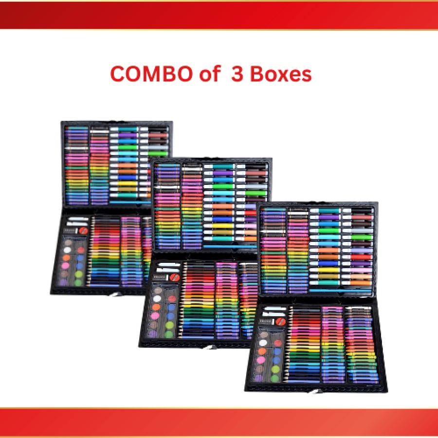 Combo 3 boxes of Color Pencil Coloring Set Drawing and Painting Kit for Kids 168-Piece All-in-One Arts & Crafts Supplies
