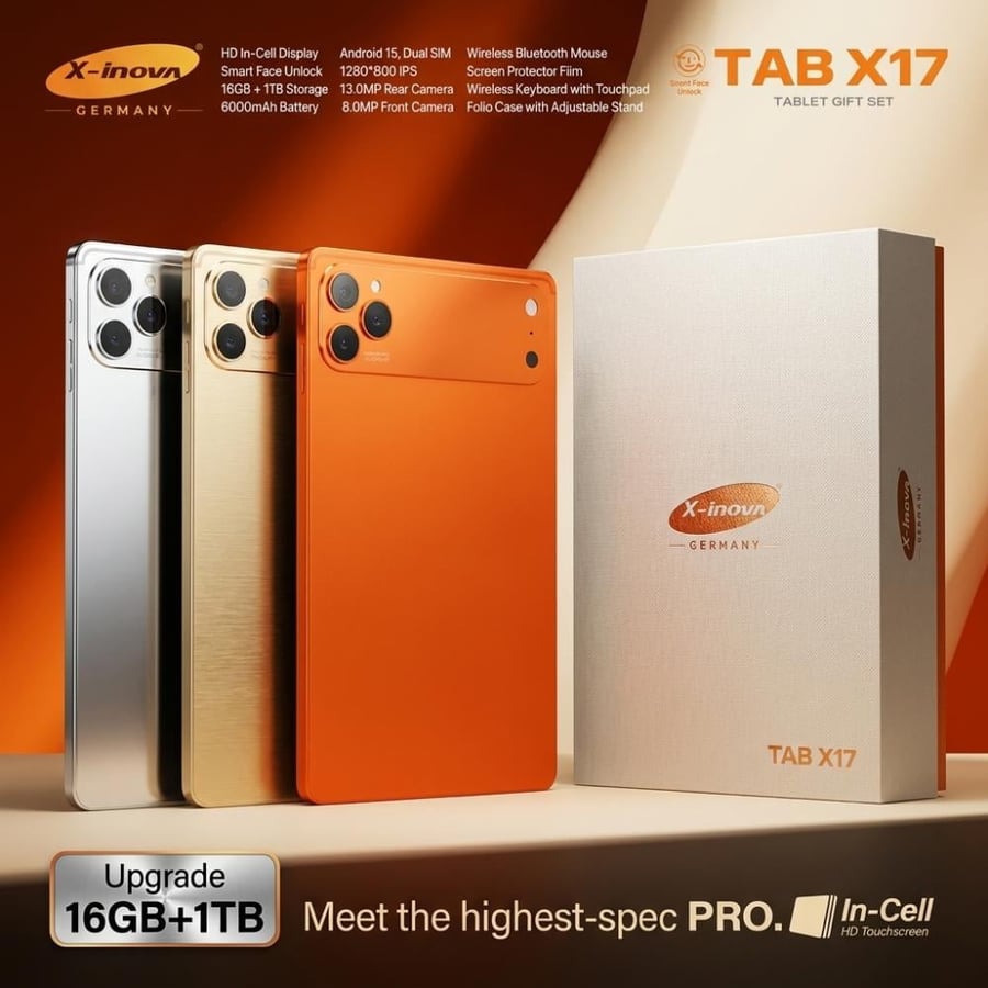 تابلت TAB X17 Pro Max بشاشة 10.1 بوصة وذاكرة 16GB RAM + 1TB تخزين