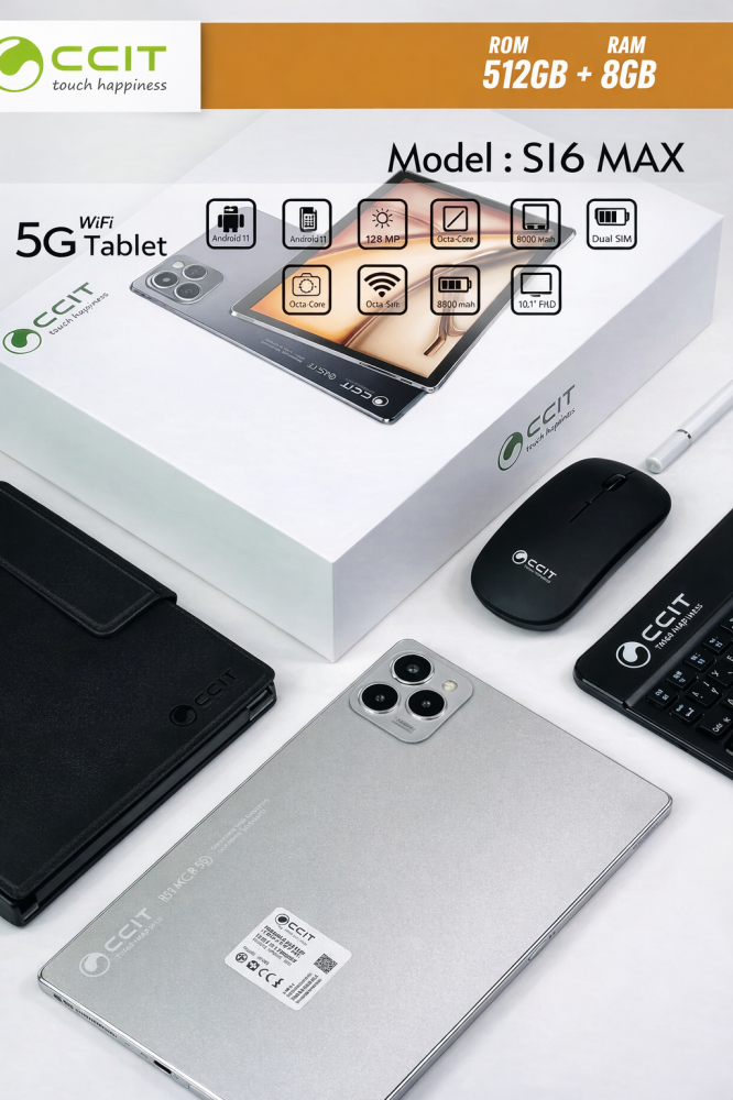 جهاز لوحي CCIT S16 PRO MAX الجيل العاشر (16 جيجابايت RAM / 512 جيجابايت تخزين)