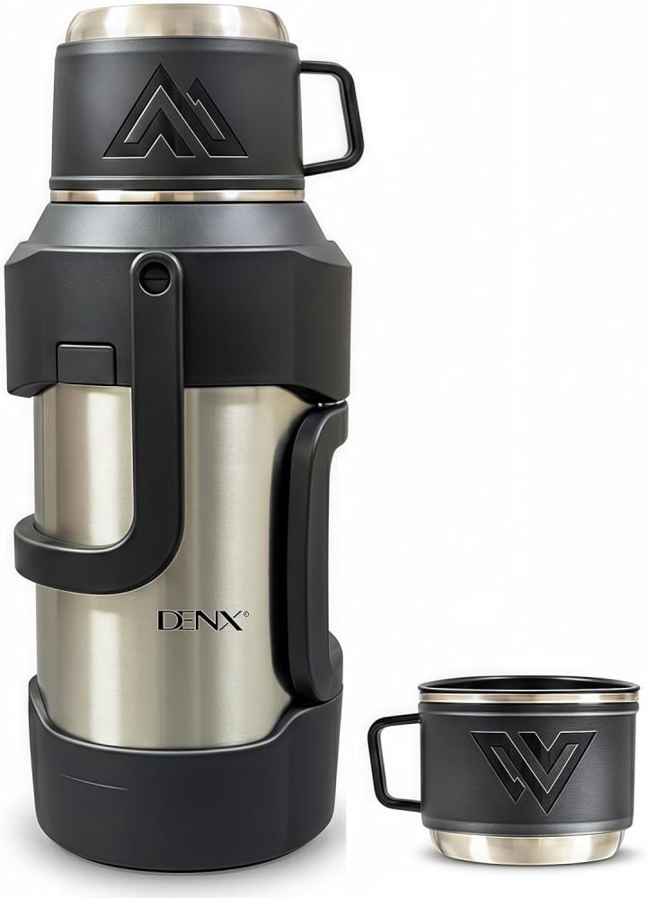 DENX Thermos Bottle 2L Stainless Steel, Large Capacity Vacuum Insulated Flask, Hot & Cold 24–48 Hours, Portable Travel Water Bottle, Office, School, Camping, Outdoor Use, DX4602
