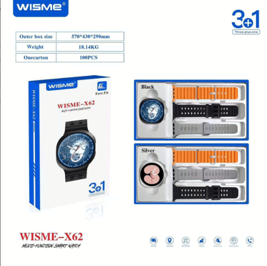 ساعة WISME-X62 الذكية متعددة الوظائف – طقم 3 في 1**