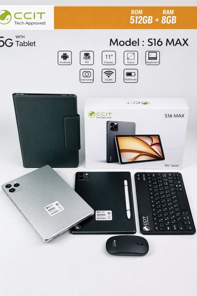 جهاز لوحي CCIT S16 PRO MAX الجيل العاشر (16 جيجابايت RAM / 512 جيجابايت تخزين)