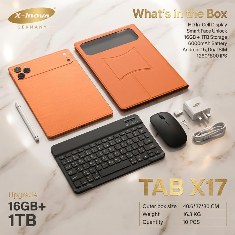 تابلت TAB X17 Pro Max بشاشة 10.1 بوصة وذاكرة 16GB RAM + 1TB تخزين