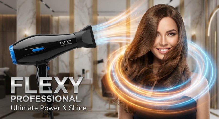 مجفف شعر FLEXY بقوة 1250 واط – خفيف الوزن وصغير الحجم، بسرعتين و3 مستويات للحرارة، مع خاصية الهواء البارد وفلتر قابل للإزالة