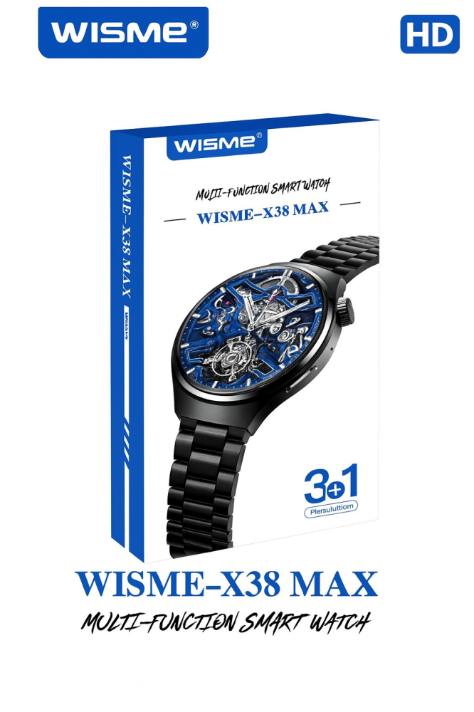 ساعة ذكية Wisme X38 Max بشاشة HD دائرية من السيراميك، بطارية طويلة العمر، مع 3 أساور فاخرة (2 سيليكون + 1 معدني)، مكالمات عبر البلوتوث، مراقبة الصحة وتتبع اللياقة، تصميم أنيق للرجال والنساء