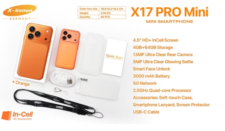X17 Pro Mini  4GB+64GB 4.5” In-Cell Screen 2.0GHz Quad-core Processor