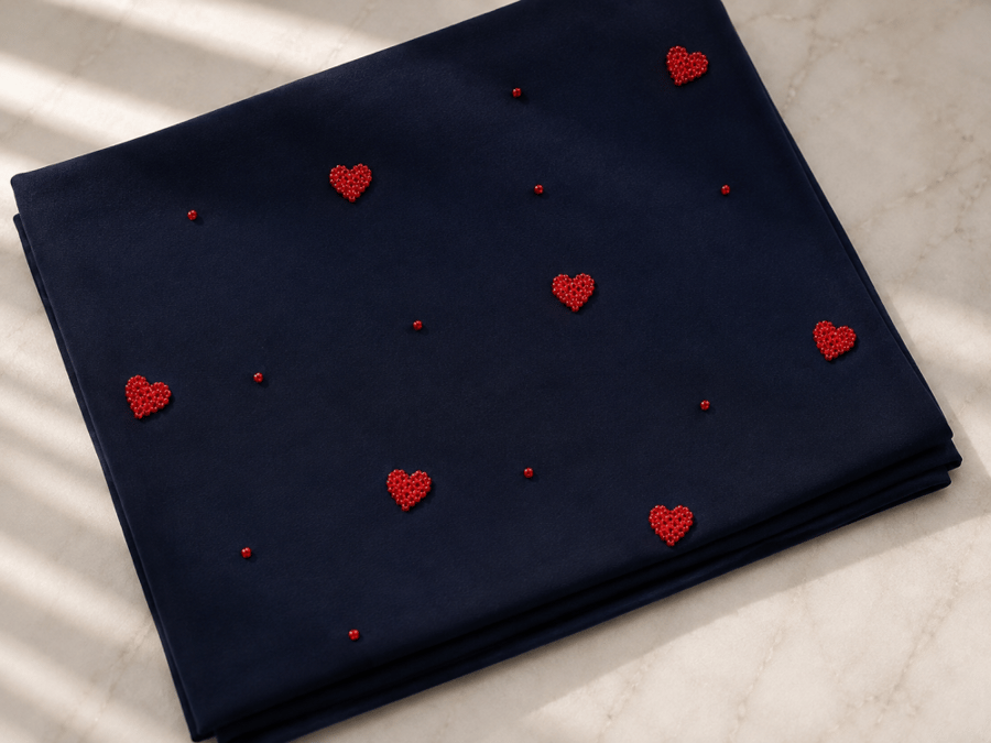 Navy 3D heart Tarha