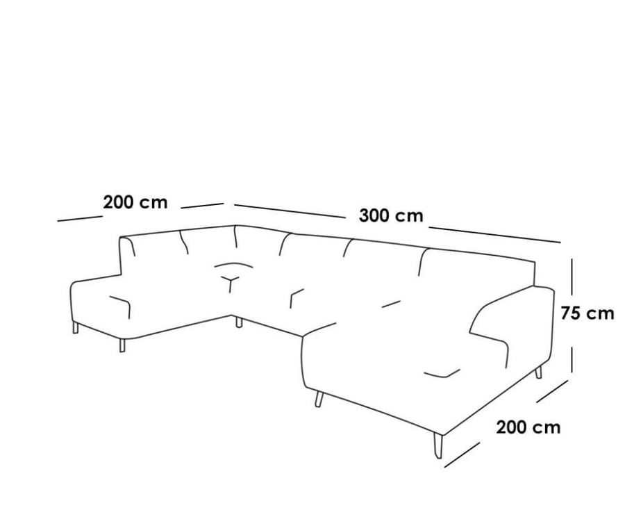 كنبة زاوية 75×300×200×80 سم - رمادي