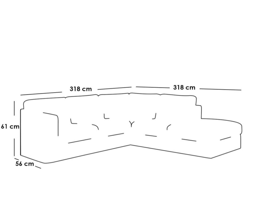 كنبة زاوية 318×318×61×56 سم - رمادي