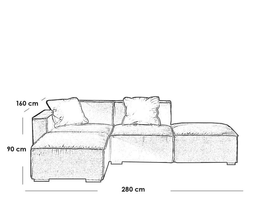 كنبة زاوية خشب سويدي و كتان - رمادي