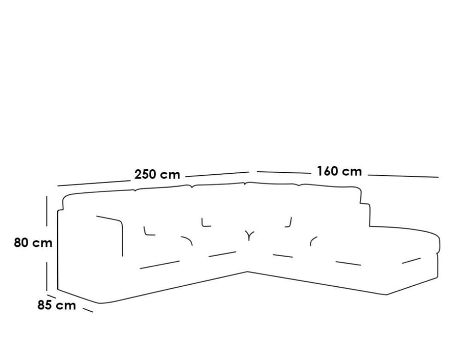 كنبة زاوية 250×160×80×85 سم - رمادي - MA-FU-533