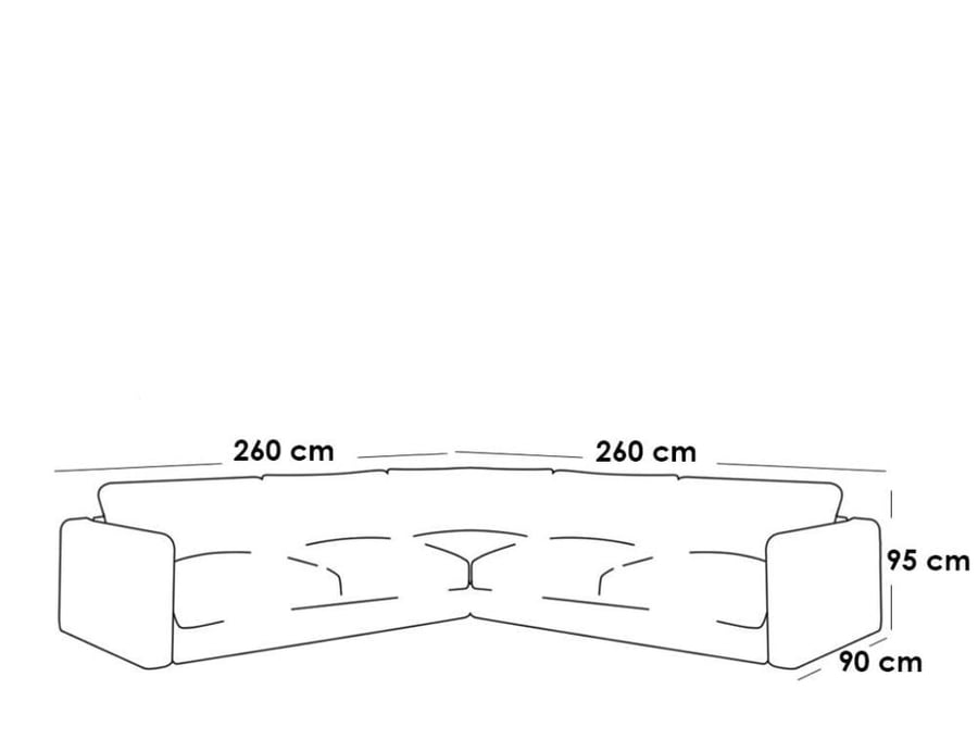 كنبة زاوية 260×260×95×90