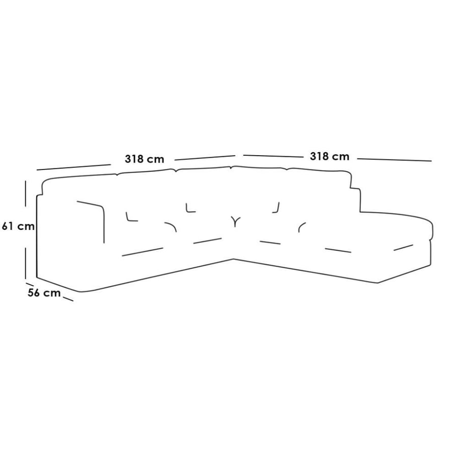 كنبة زاوية 318×318×61×56 سم - رمادي - ICO.SO.117