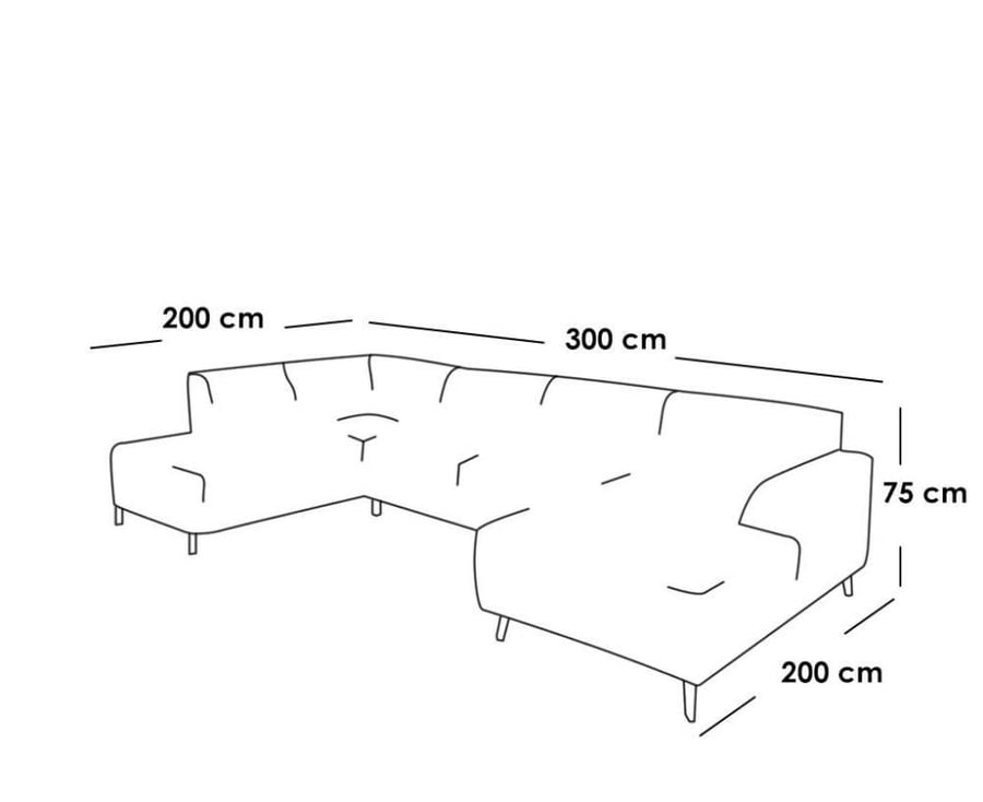 كنبة زاوية 75×300×200×80 سم - بيج