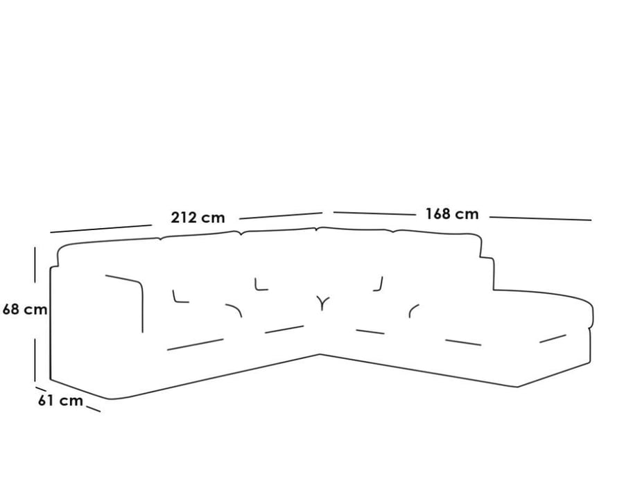 كنبة زاوية 212×168×61×68 سم - رمادي - ICO.SO.104