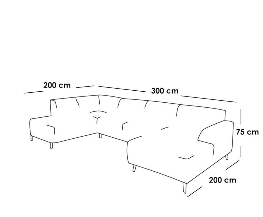 كنبة زاوية 75×300×200×80 سم - رمادي