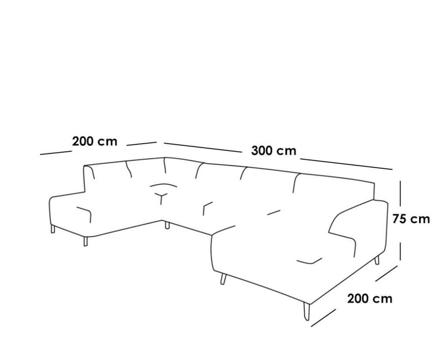 كنبة زاوية 75×300×200×80 سم - بيج