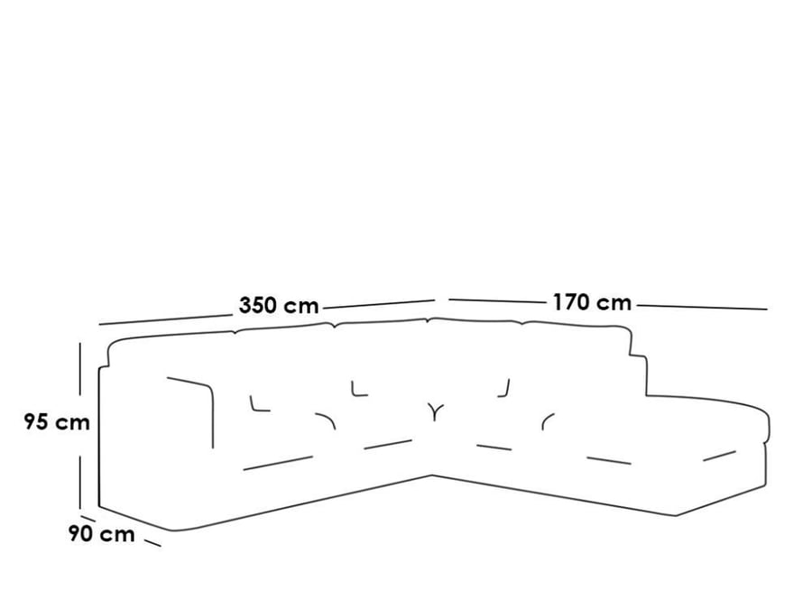 كنبة زاوية 350×170×95×90 - بيج