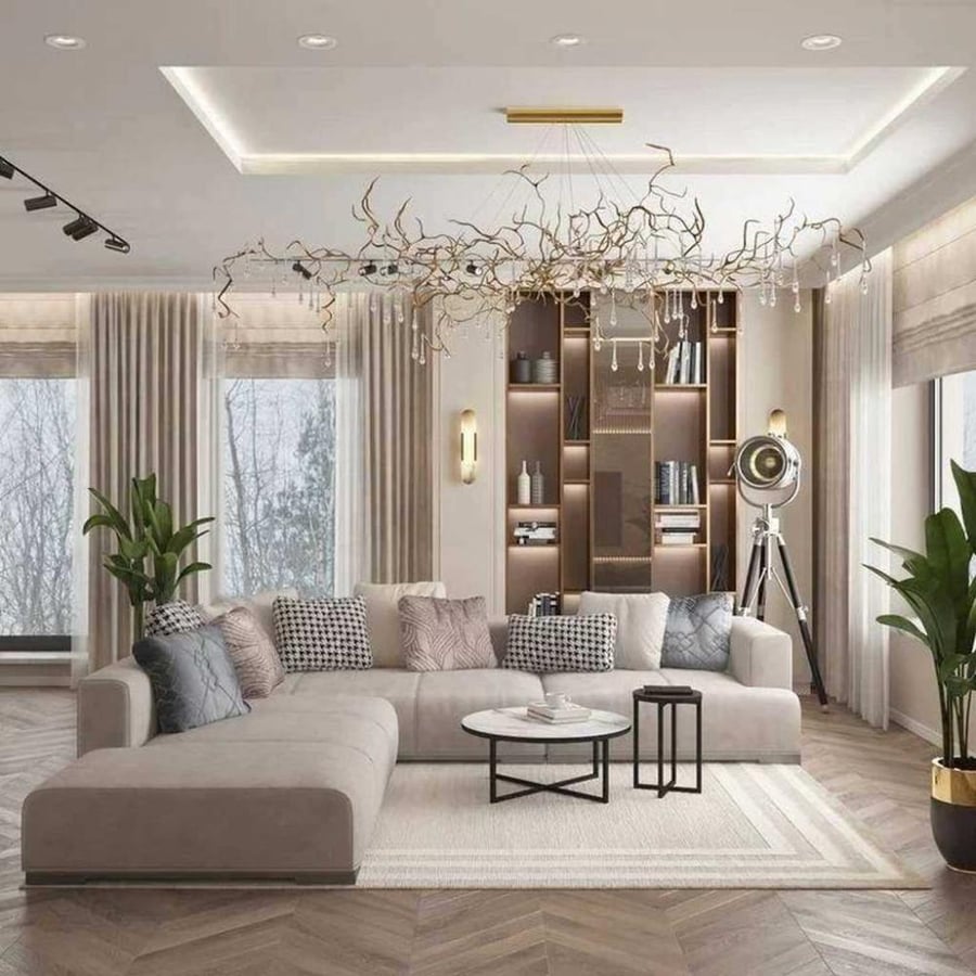 كنبة زاوية 280×280×95×85 سم - بيج - LMA-5144