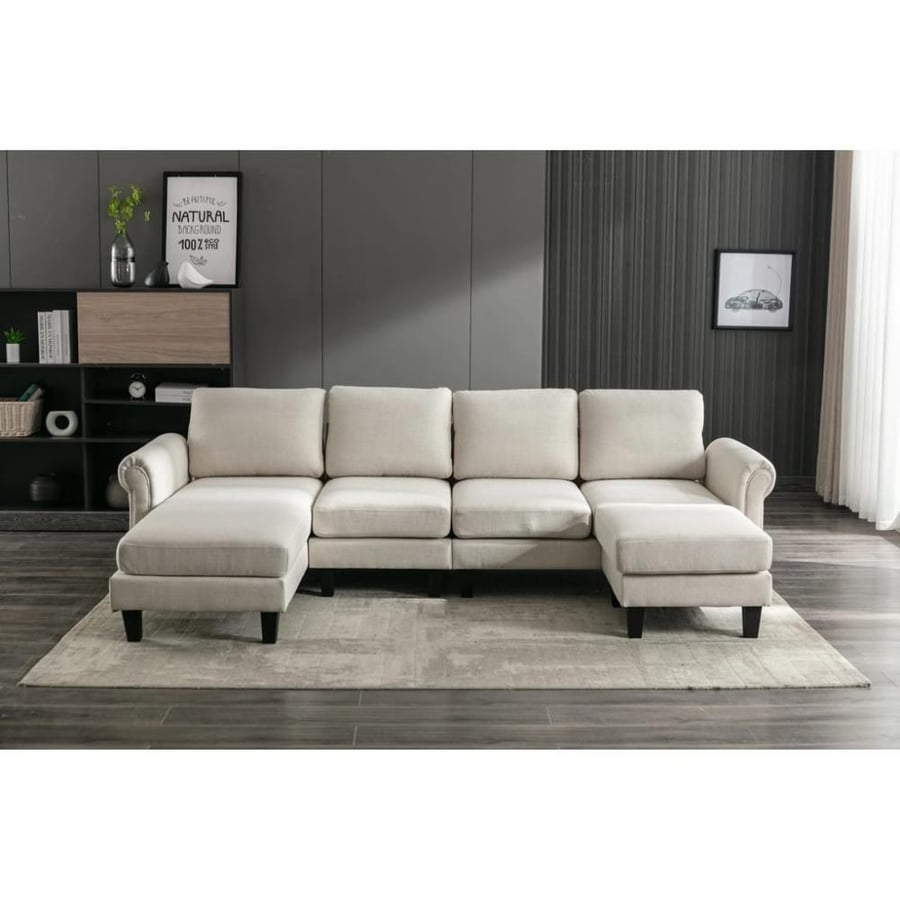 كنبة زاوية 75×300×200×80 سم - بيج