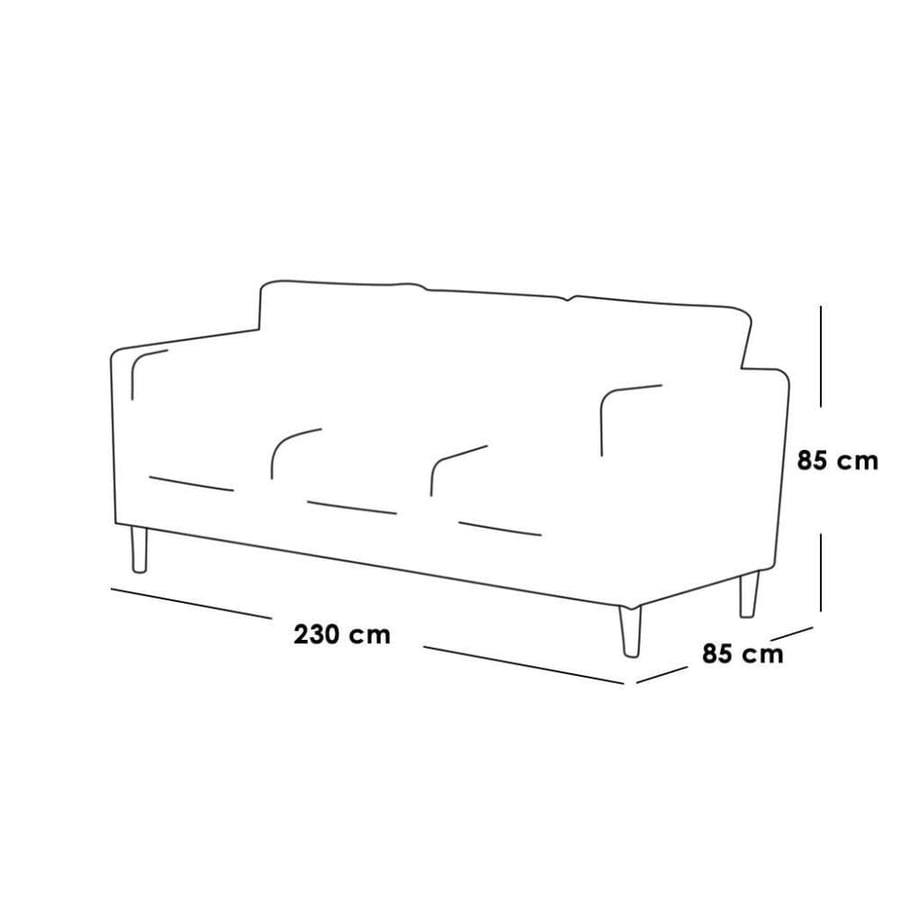 Three-seater velvet sofa with Swedish wood blue