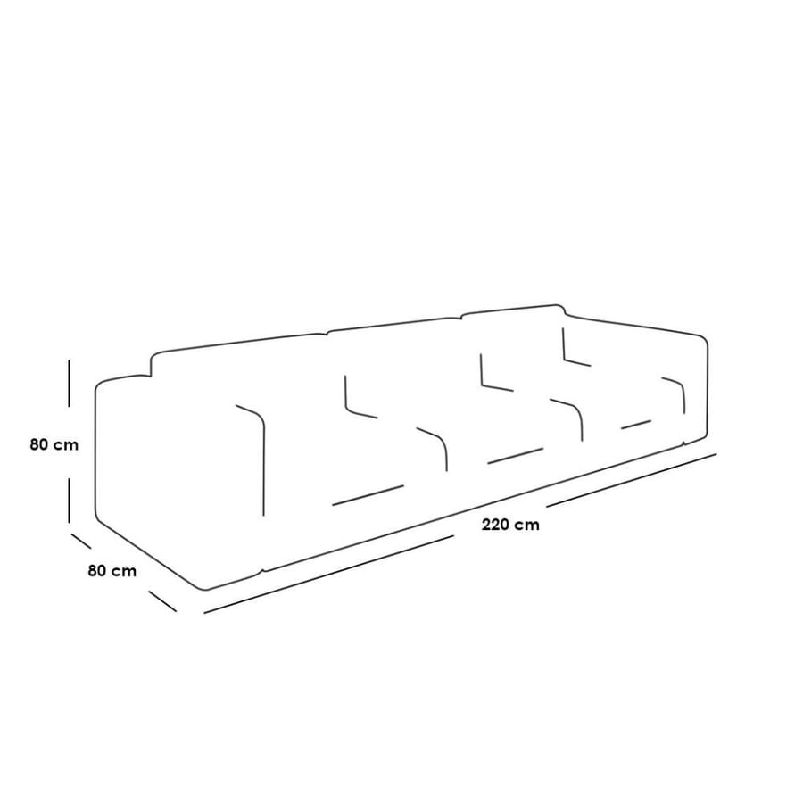 3-seater sofa, natural wood and linen - gray