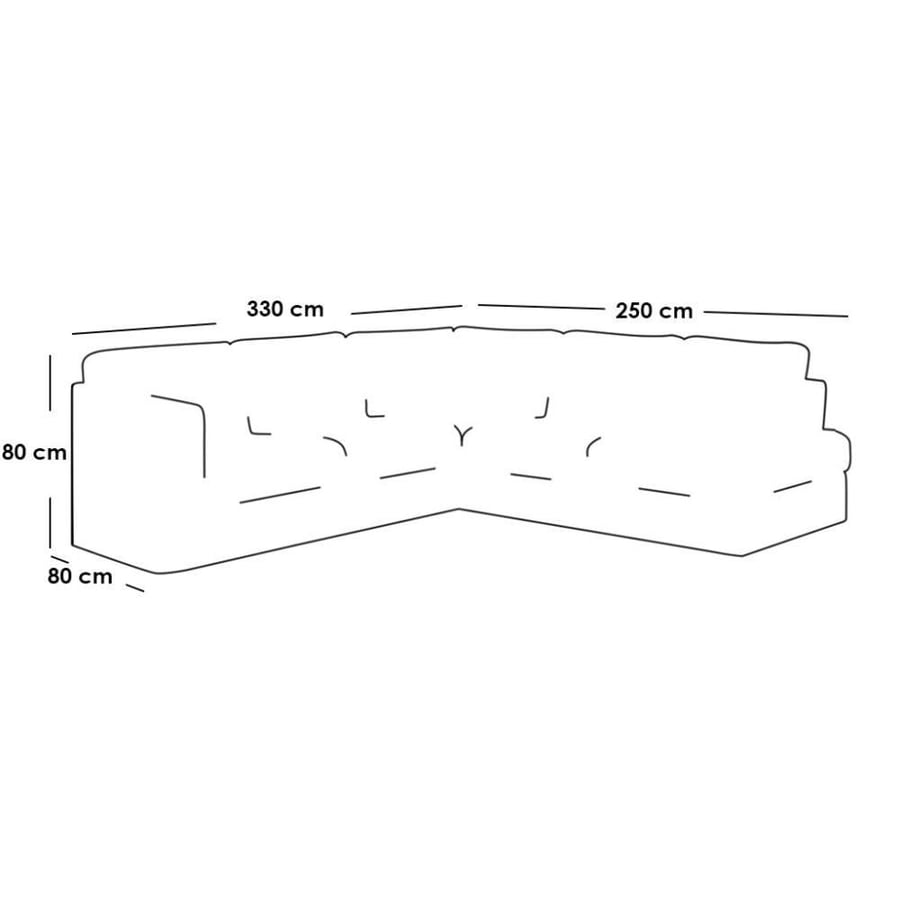 Swedish wood and Thai MDF corner sofa, beige linen - 330×250×80×80 cm