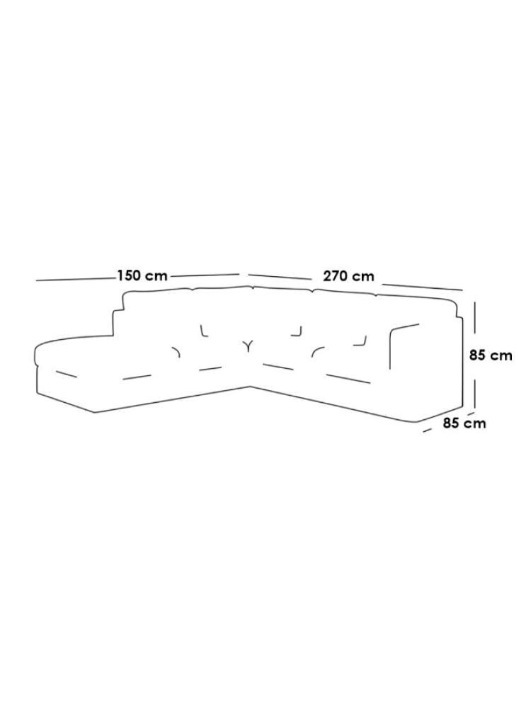 Corner sofa with size 270×180×85×90 cm - white