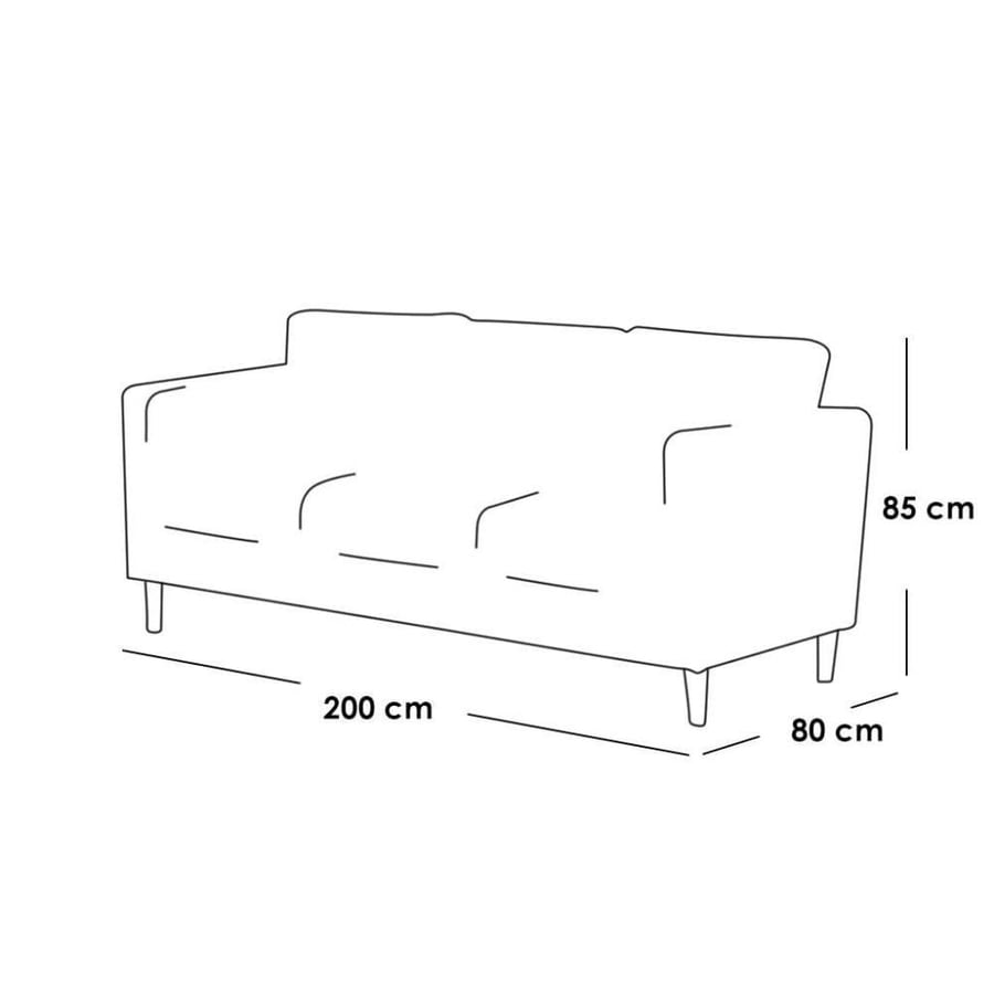 Three-seat linen and Swedish wood sofa - beige