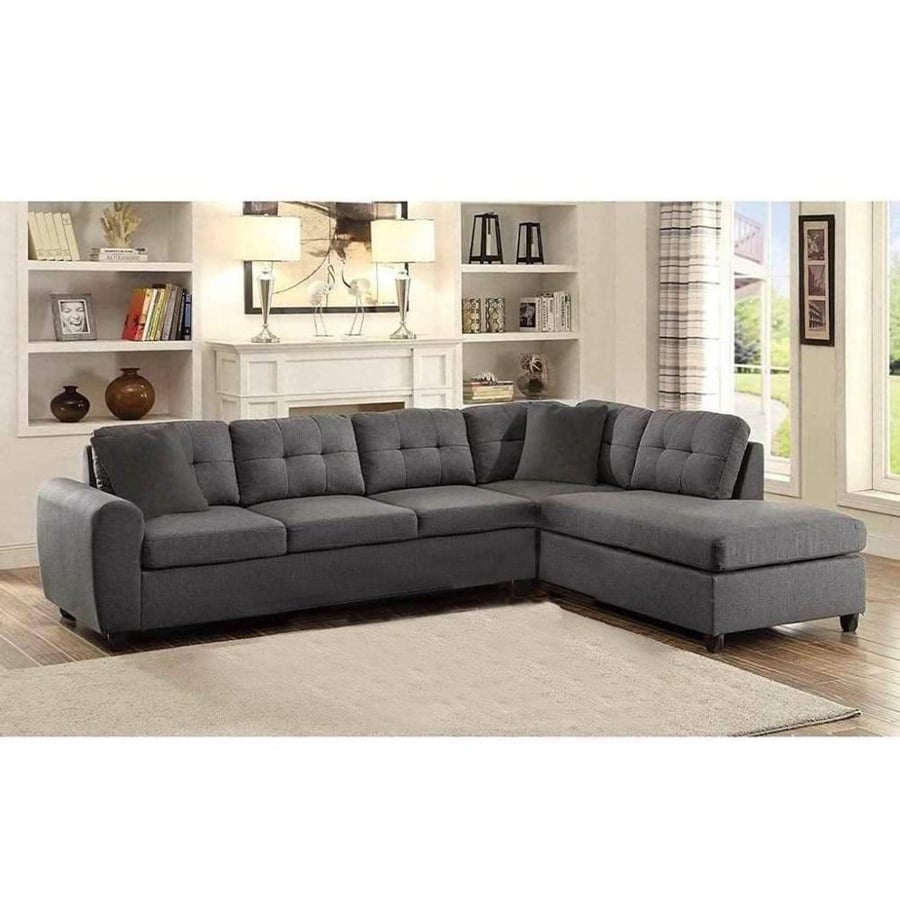 Corner sofa MDF Thai and linen - gray