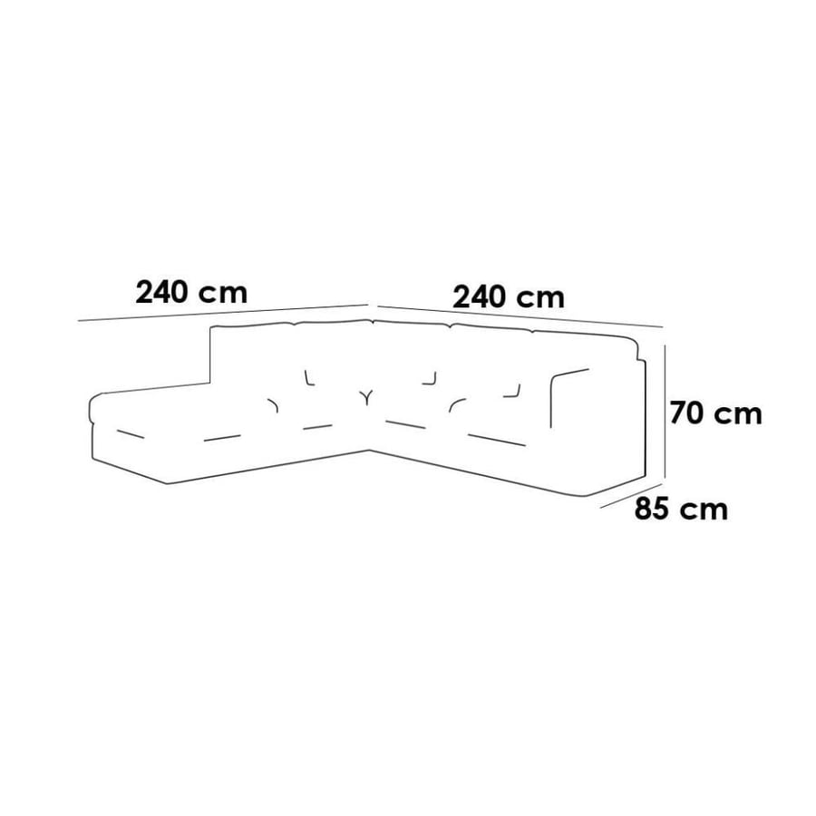 Swedish wood and linen corner sofa - beige