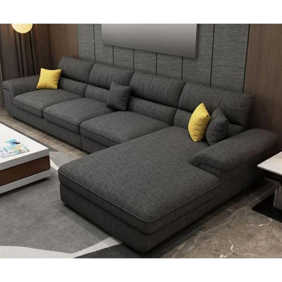 Corner sofa - linen - gray - 85×200×300×85 cm