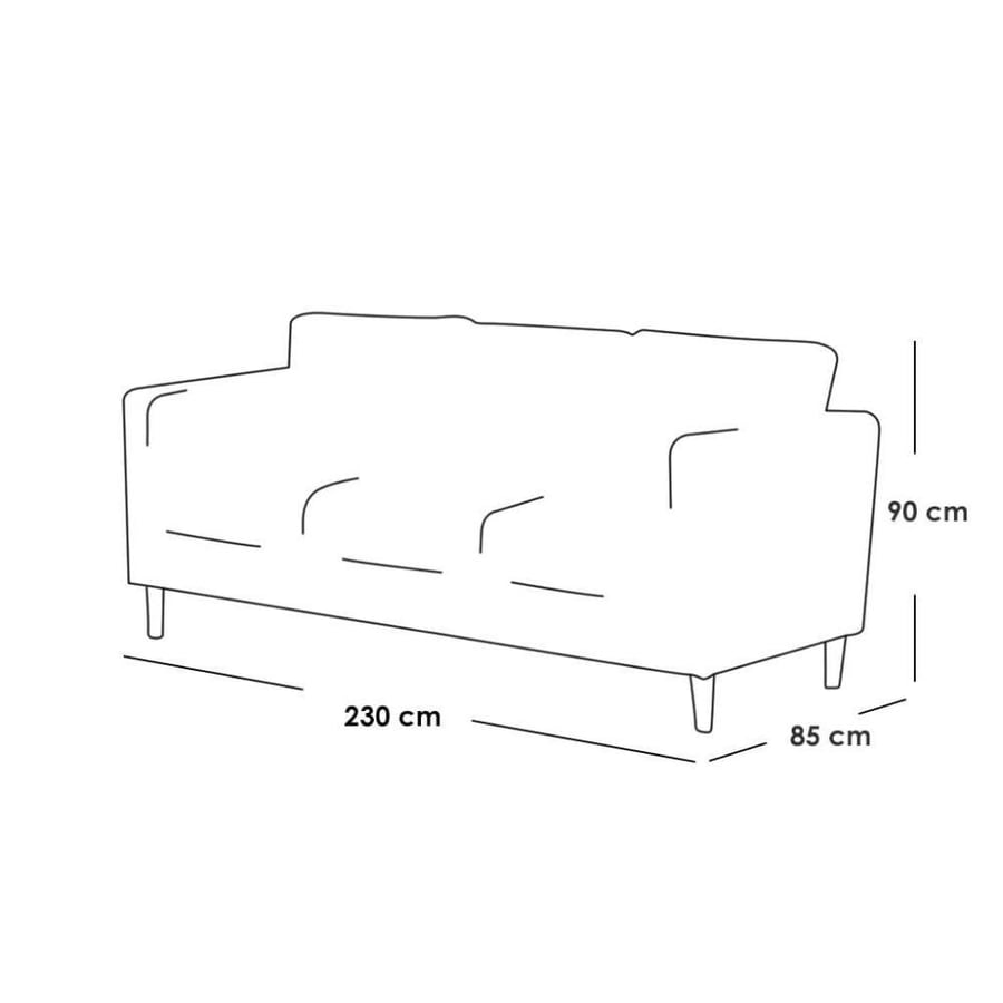 Three-seat sofa, Swedish wood and velvet - blue